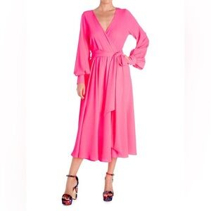 Meghan LA - Lilypad Midi Dress - Neon Pink - NWT - Size S